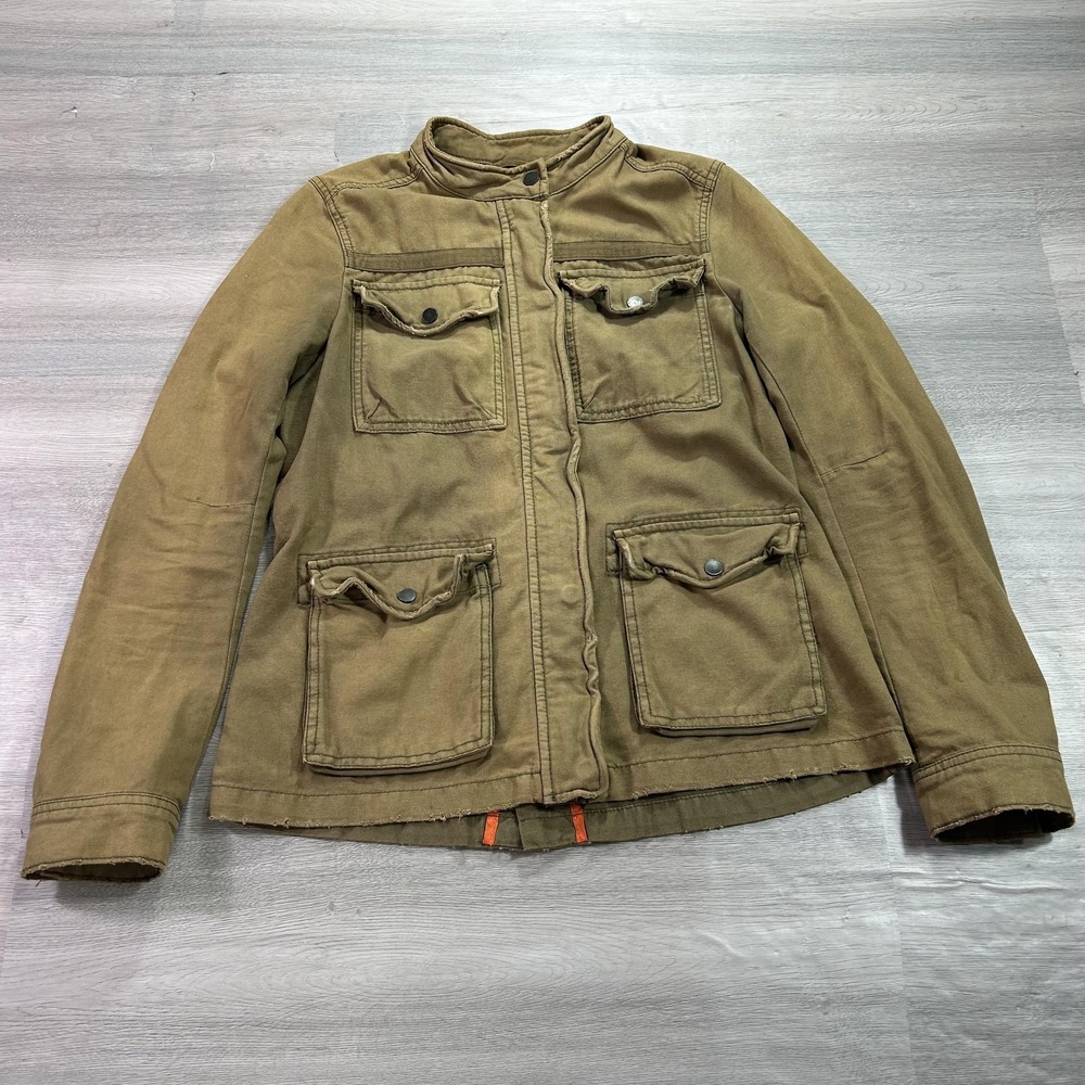 Free People Jacket Womens Medium Brown Field Canvas Military Utility Sequin Coat